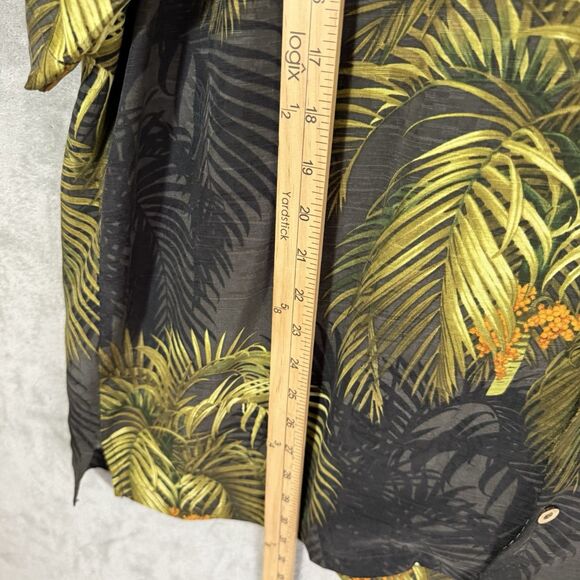 Tommy Bahama Shirt Men XL Black Green Tropical Hawaiian SS Loop Collar 100% Silk - Picture 4 of 7